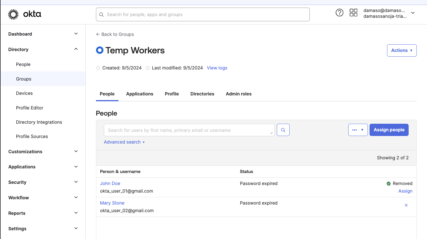 Okta Temp Workers Group