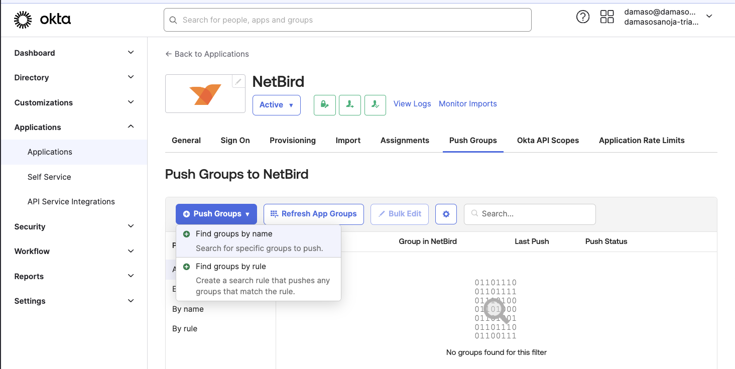 Okta Push Groups to NetBird