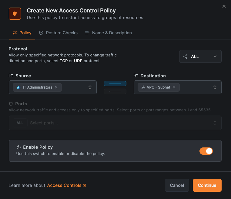 Unidirectional Access Policy