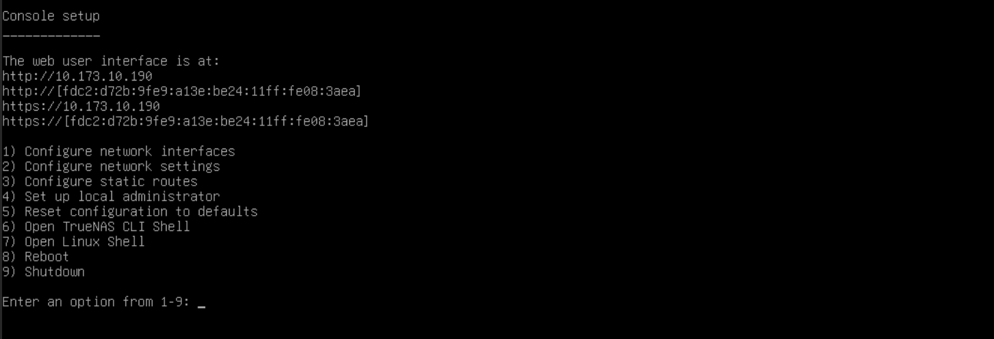 Login screen showing local IP address