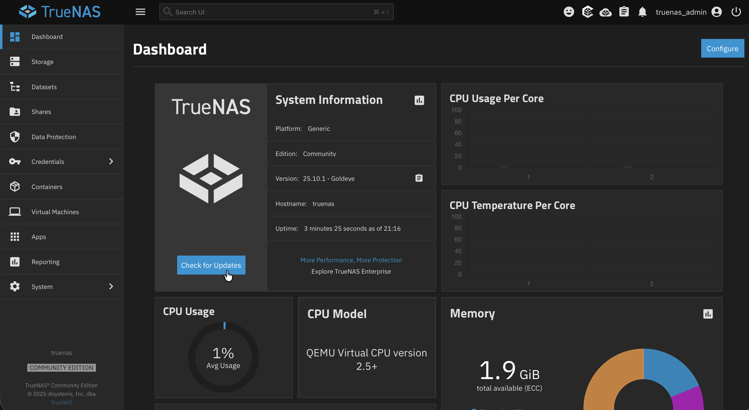 First login and update check