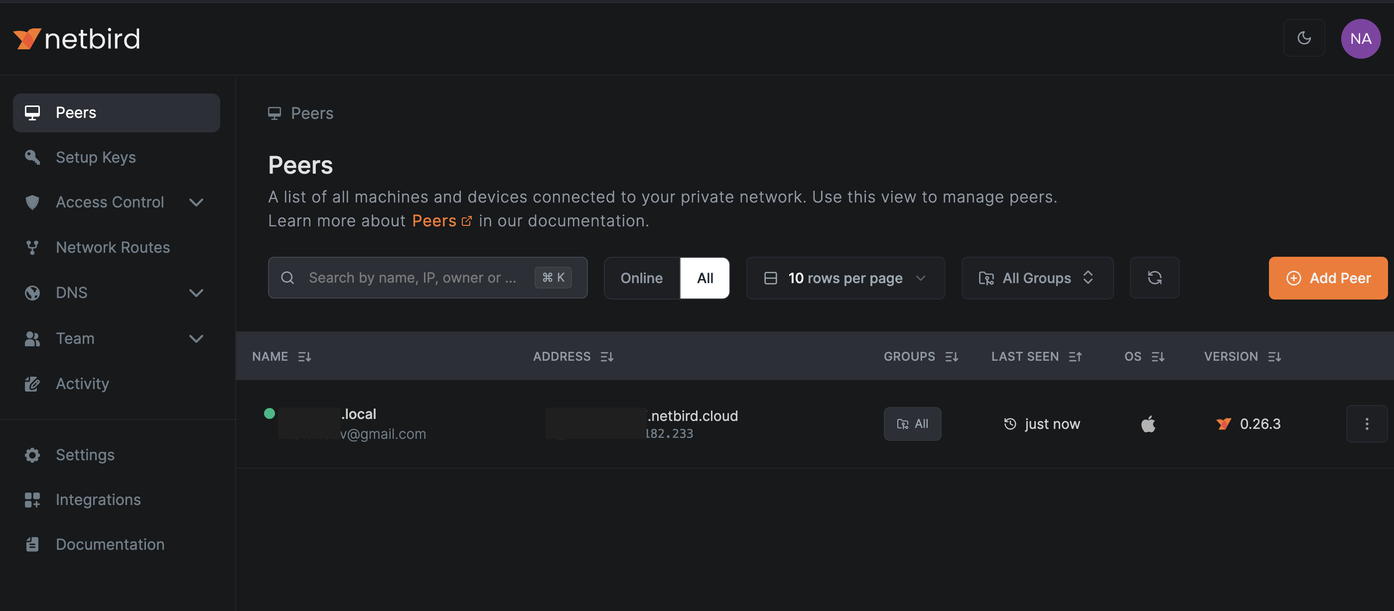 Peers: local machine