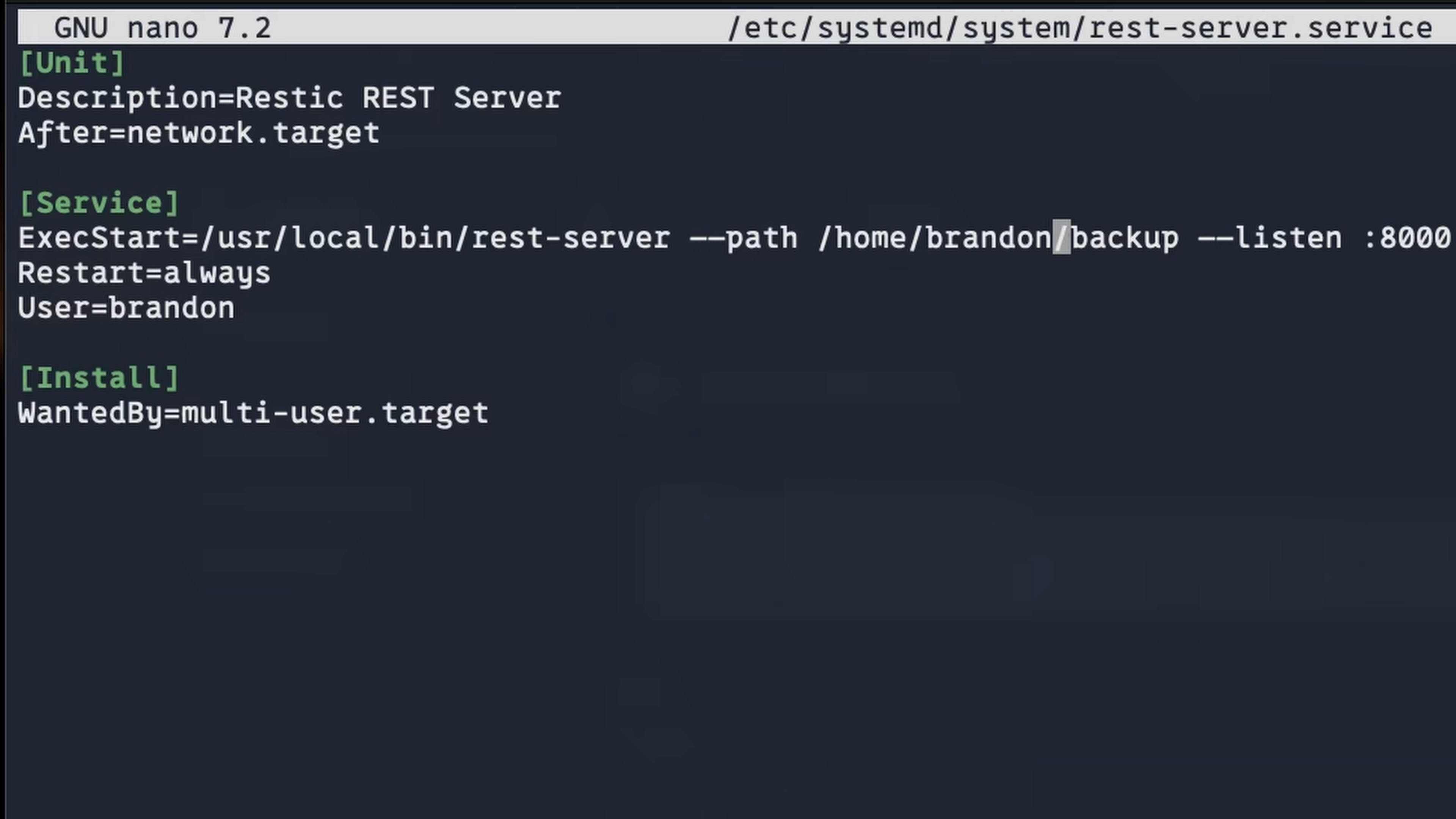REST Server Systemd Configuration